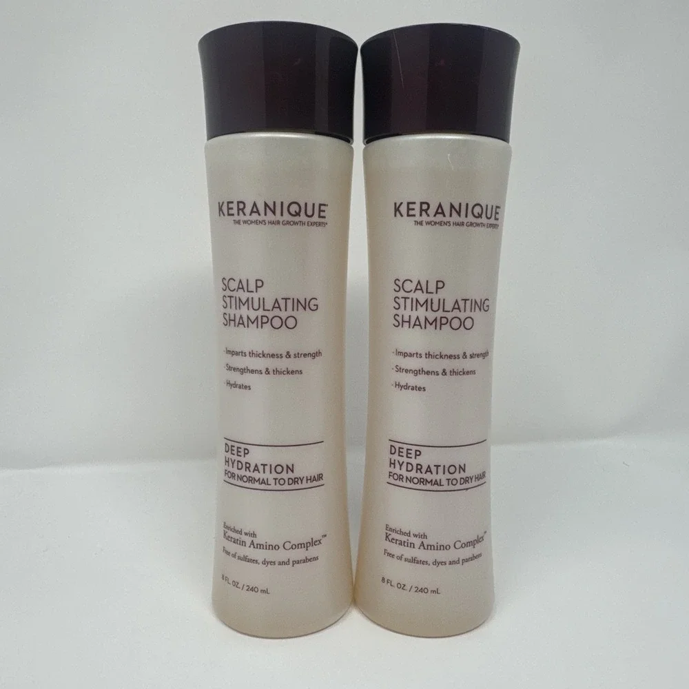 2 x Keranique 8 oz Scalp Stimulating Shampoo Deep Hydration Normal to Dry